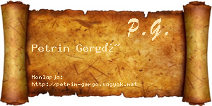 Petrin Gergő névjegykártya